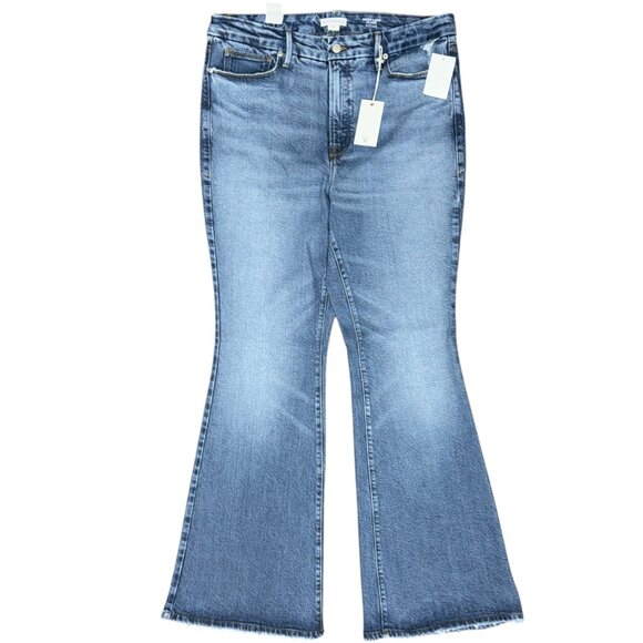 NWT GOOD AMERICAN Good Legs Flare Deep V Yoke Jeans INDIGO513 | Size 15 Plus - Picture 6 of 13